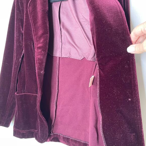 Dark Academia 2 Piece Blazer Vest Set Womens Size S Burgundy Velvet Vintage USA - Picture 7 of 16